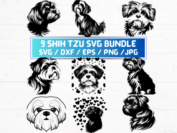 9 Shih Tzu SVG, DXF, EPS, JPG, PNG: A Versatile Digital Asset for Designers and Creators